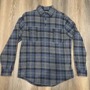 Polo‎ Sport Ralph Lauren Shirt Men's Sz S Blue Gray Plaid Flannel Button Up 90s